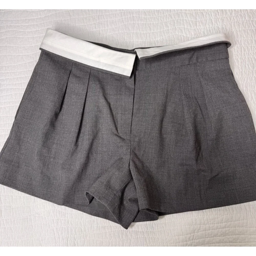 NWT Aritzia Babaton Bureau Grey Fold Over Shorts Woman’s SZ 8 - Picture 5 of 12